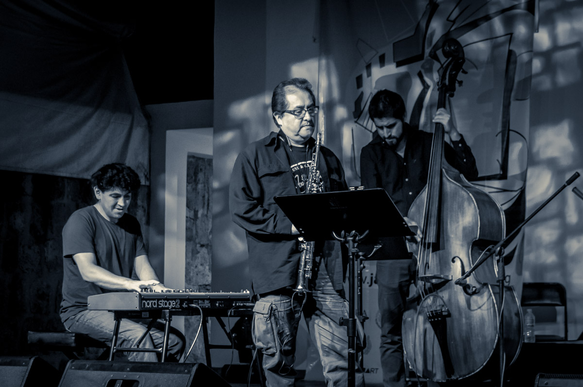 Rodrigo Nefthalí Cuarteto: Rodrigo Nefthalí (guitarras acústica y eléctrica), Benjamín Garcia (contrabajo), David Villanueva (piano) y Gustavo Nandayapa (batería)